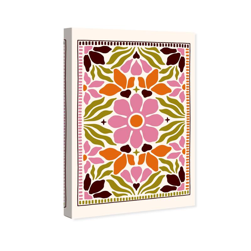 Wynwood Studio Canvas Floral and Botanical Floral Flashback Pink and Pastel Pink Modern & Contemporary Wall Art Canvas Print