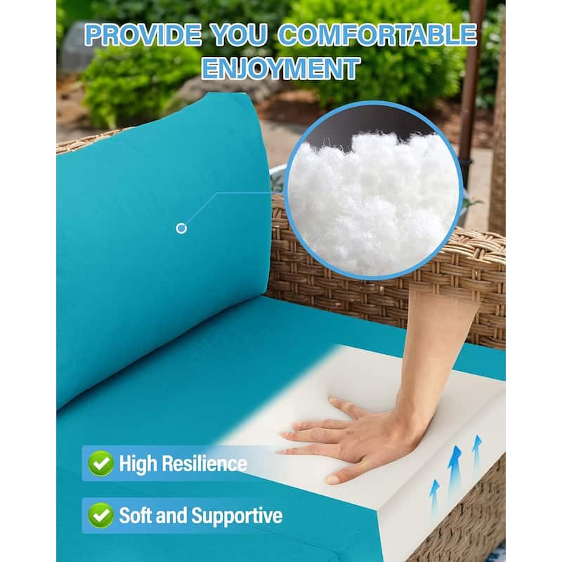 WINSOON 14 Piece Outdoor Furniture Replacement Cushions,Patio Seat Cushions