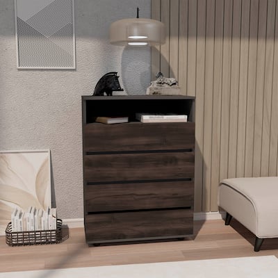 4-Drawer Dresser With Spacious Storage And Modern Handles,Matt Grey