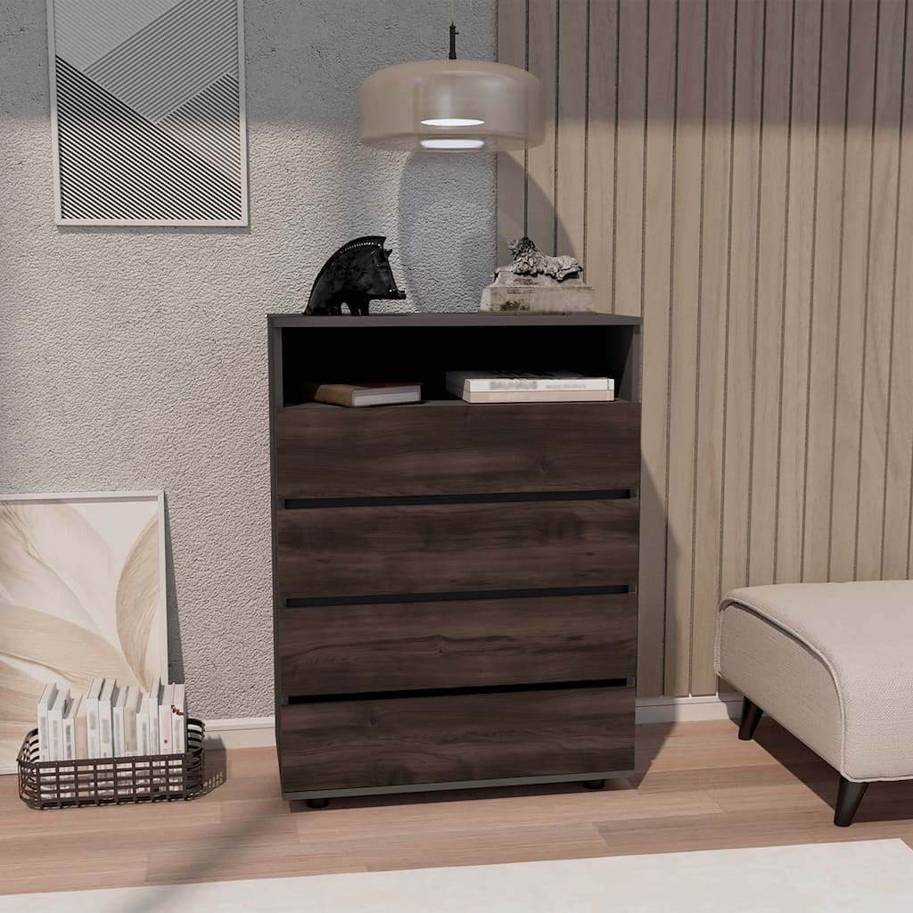 4-Drawer Dresser With Spacious Storage And Modern Handles,Matt Grey