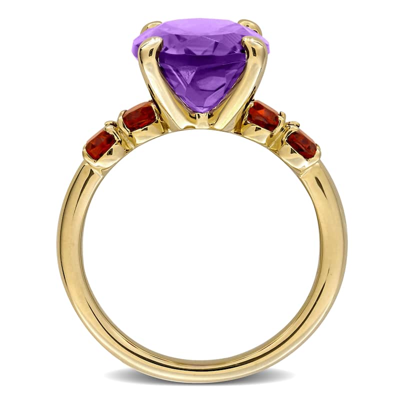 Miadora 6ct TGW Amethsyt and Madeira Citrine Ring in Yellow Plated Sterling Silver