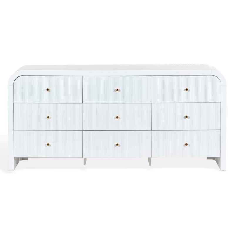 SAFAVIEH Couture Liabella 9-Drawer Curved Dresser - White/Gold
