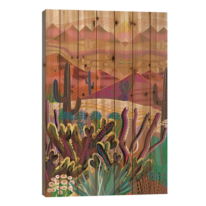 High On A Mountain Top Print On Wood by Charles Harker - Multi-Color - 40x26x1.5