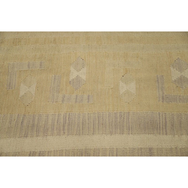 Hand Woven Oriental 100% Wool Carpet Southwestern Tribal Yellow & Gold Kilim Area Rug - 9' 6'' X 8' 3''