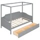preview thumbnail 7 of 16, Grey Wooden Canopy Daybed with 3 in 1 Storage Drawers,Twin
