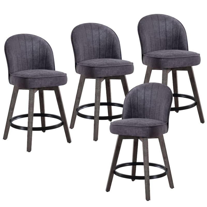HOMYKA Swivel Bar Stool with Wood Legs Set of 4