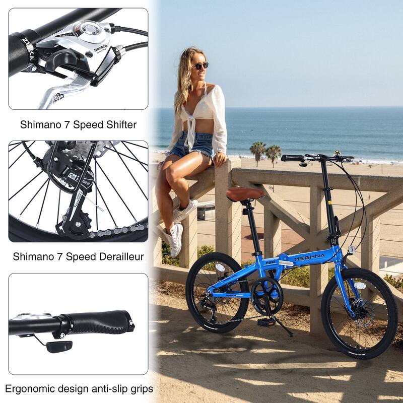 Folding City Bike - Lightweight Aluminum Frame, Multiple Speeds - 20