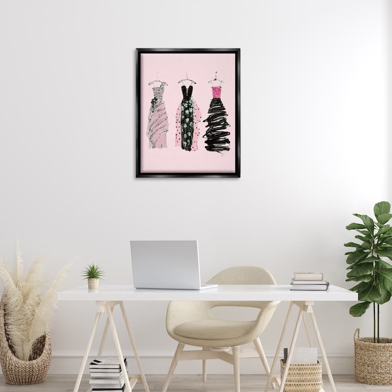 Stupell Abstract Fashion Gowns Framed Floater Canvas Wall Art Design By Sally Swatland