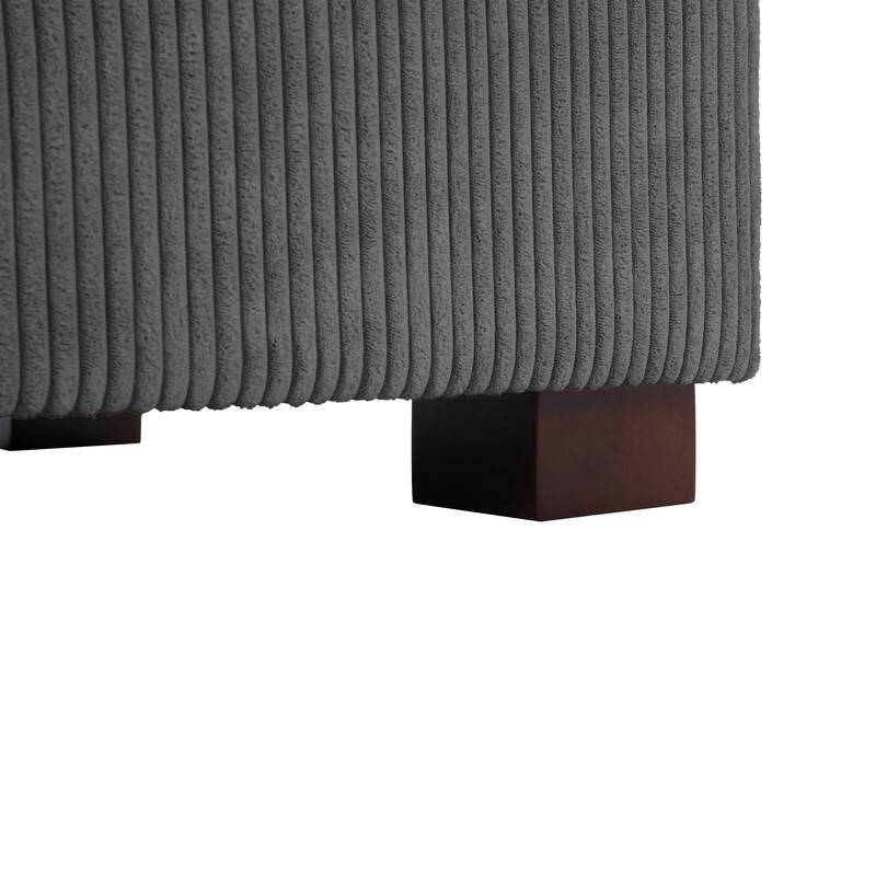 Modern Rectangle Oversized Stripe Corduroy Ottoman
