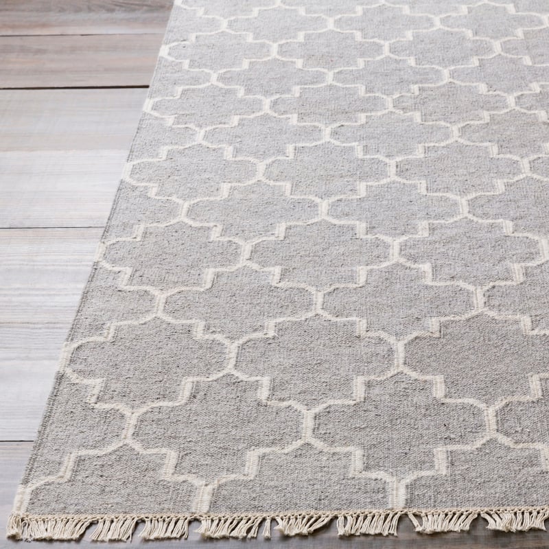 Hand-Woven Tegan Moroccan Trellis Reversible Area Rug - Silver - 5' x 7' 6"