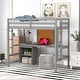 preview thumbnail 43 of 64, Loft Bed with Desk and Writing Board, Wooden Loft Bed with Nightstand Gray - Twin