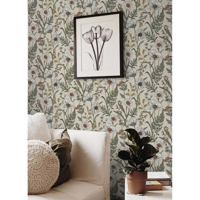 Spring Meadow Cream Peel and Stick Wallpaper