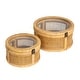 preview thumbnail 1 of 8, Rattan and Bamboo Nestable Storage with Glass Lids, Set of 2 Natural