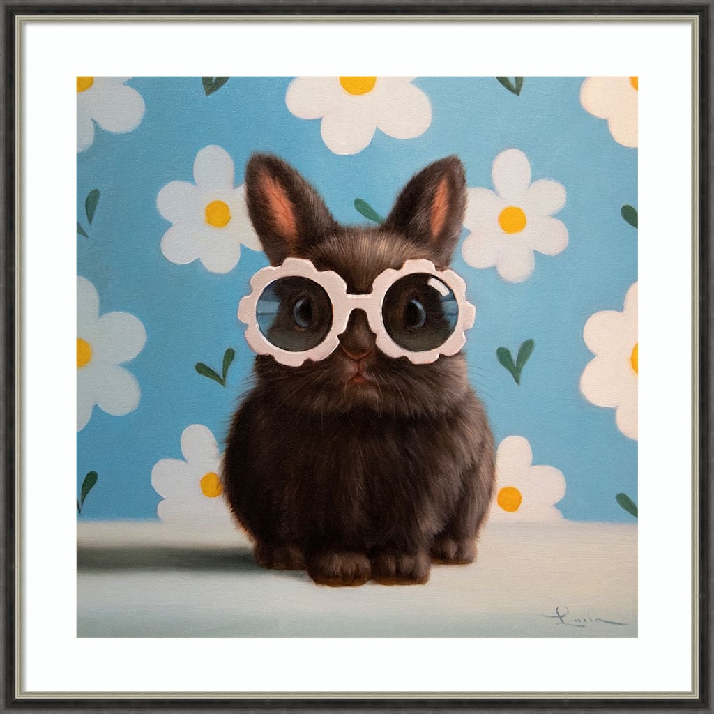 Flower Child by Lucia Heffernan Wood Framed Wall Art Print - Theo Black Silver Narrow