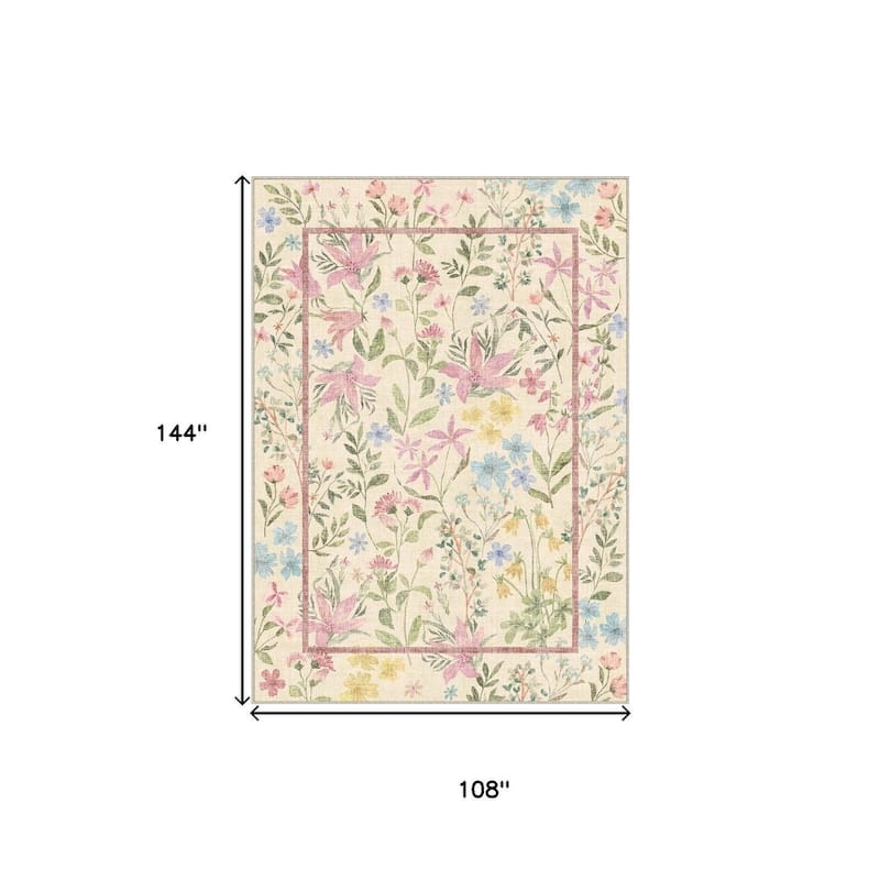 HomeRoots Floral Traditional Rectangle Area Rug
