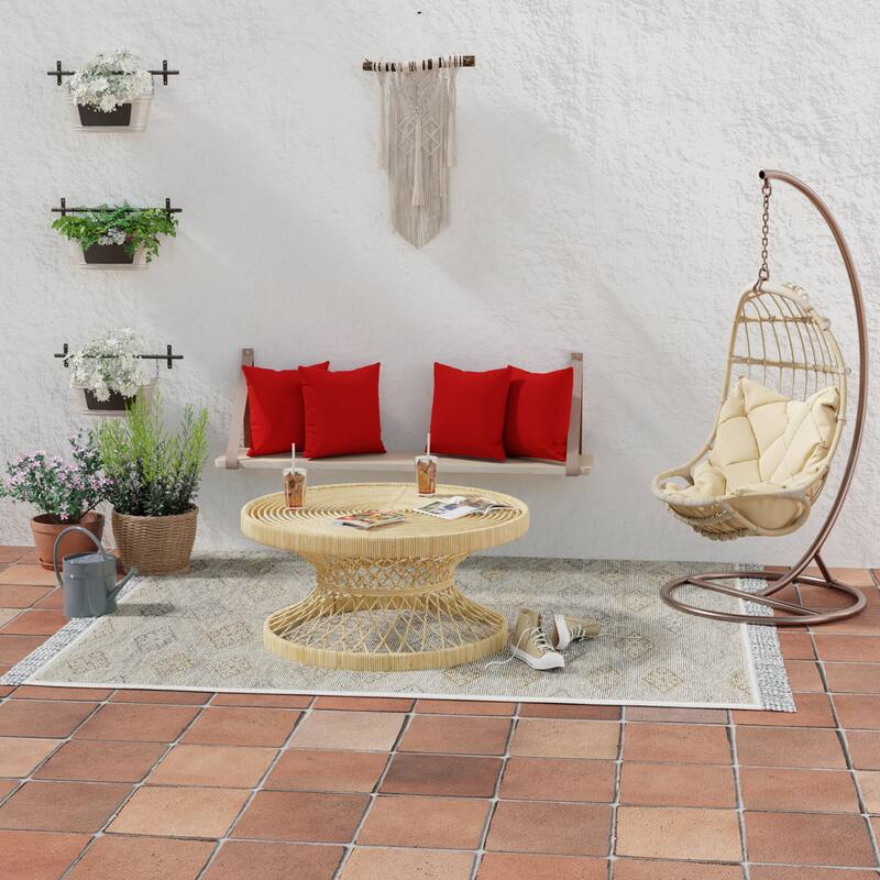 Sunbrella 16" x 16" Red Solid Outdoor Throw Pillow - Set of 2 - 16'' L x 16'' W x 4'' H - Canvas Logo