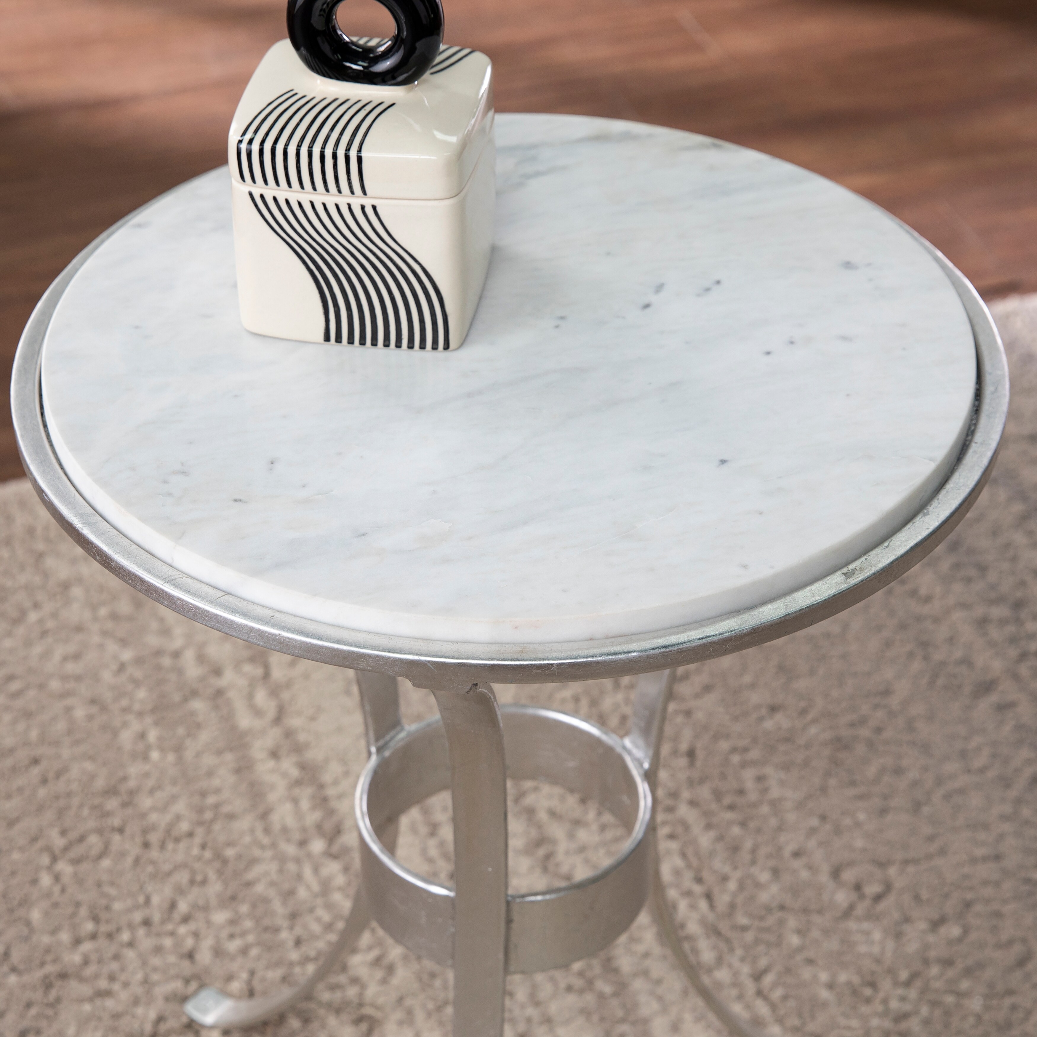 SEI Furniture Floristan Transitional Silver Stone Accent Table