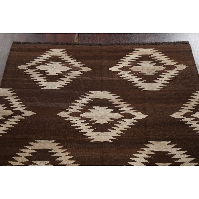 Natural Dye Contemporary Tribal Kilim Wool Area Rug Flat-woven Carpet - 4'8" x 6'8"
