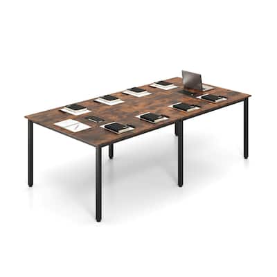 Engineered Wood Conference Table for 10 with Cable Grommets and Metal Frame