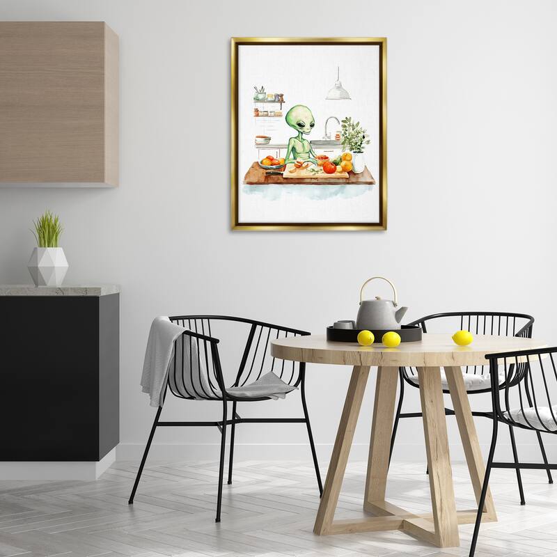 Stupell Alien Cooking in Kitchen Framed Floater Canvas Wall Art Design By Lil' Rue