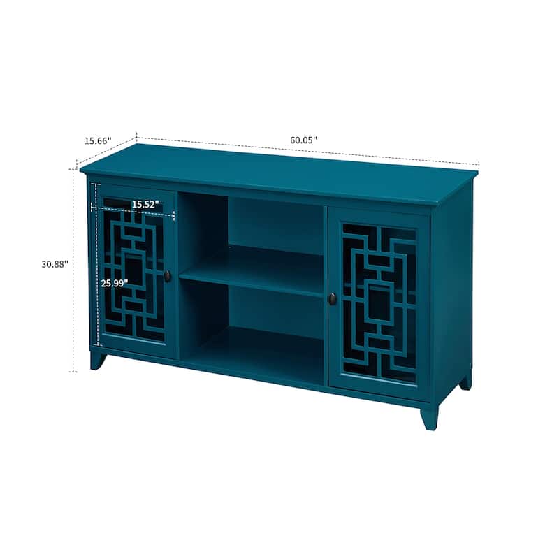 Traditional Vintage Style Wooden Sideboard, Teal Blue