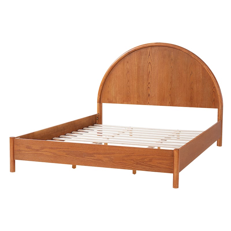 Christopher Knight Home - Modern Mid-Century Wooden Platform Bed with Arched Headboard