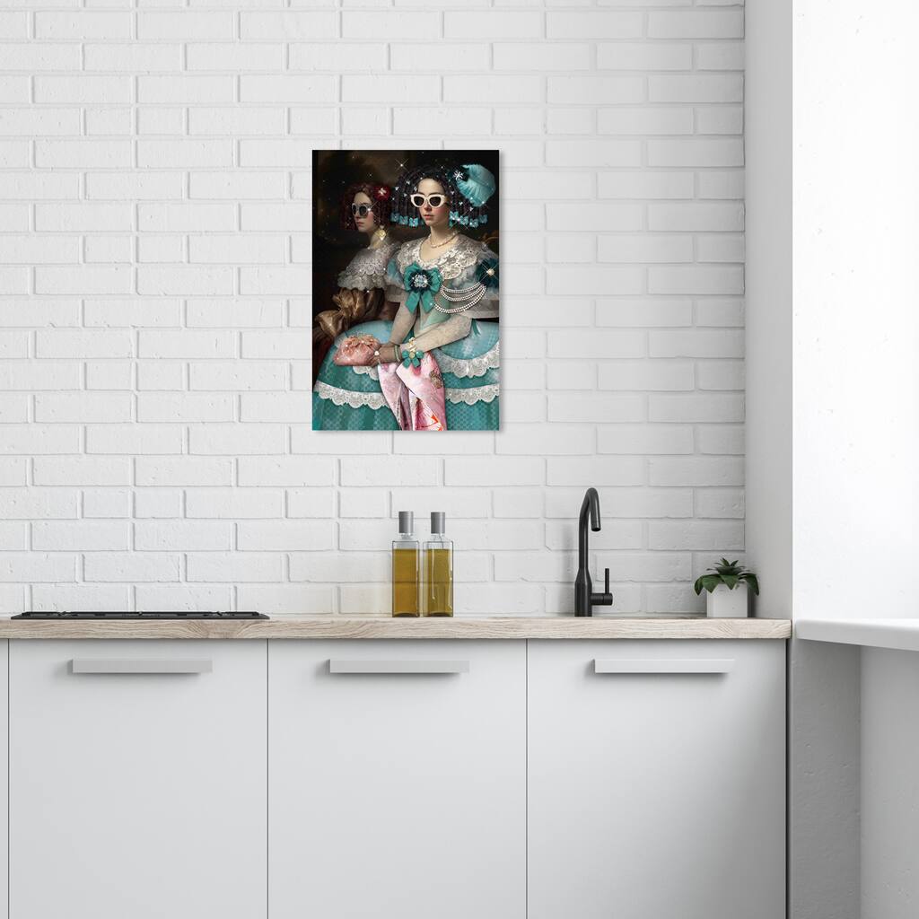 Wynwood Studio Canvas Fashion and Glam Classy Vintage Ladies Blue and Tiffany Blue Traditional Wall Art Canvas Print