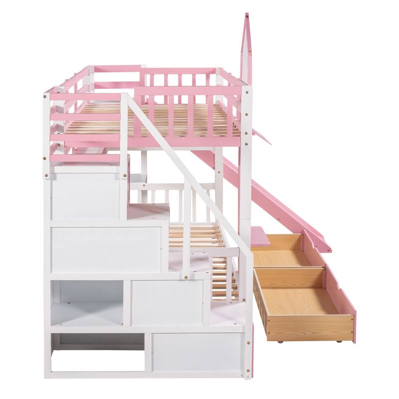Twin-Over-Twin Castle Style Bunk Bed