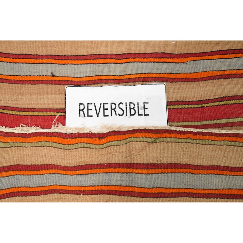 Hand Woven Oriental 100% Wool Carpet Southwestern Geometric Multi-Colored Kilim Area Rug - 7' 11'' X 5' 6''