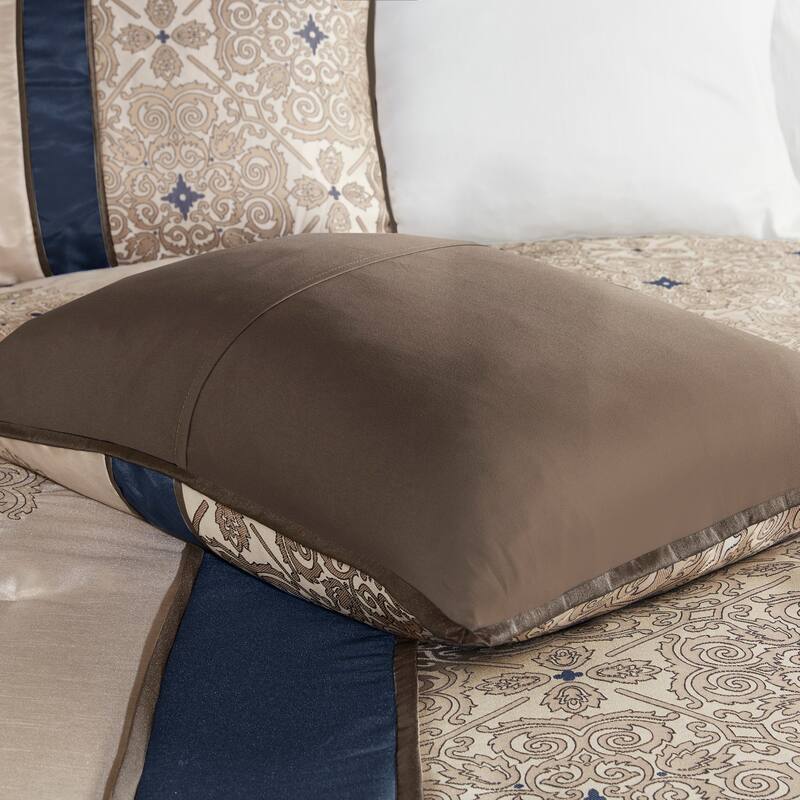Madison Park Blaine 7 Piece Jacquard Comforter Set with Throw Pillows