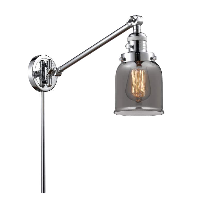 Innovations Lighting Small Bell Single Light 25" Tall Wall Sconce / - Polished Chrome / Plated Smoked