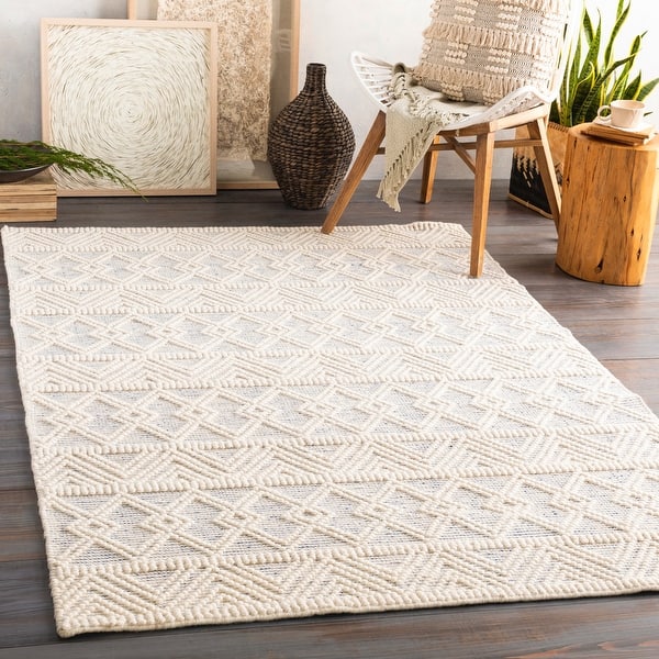 slide 2 of 8, Artistic Weavers Torin Handmade Ivory/Blue Rustic Wool Area Rug 10' x 14' - Ivory/Blue
