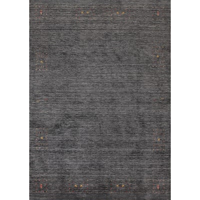 Striped Gabbeh Oriental Area Rug Wool Carpet - 8'9" x 11'6"