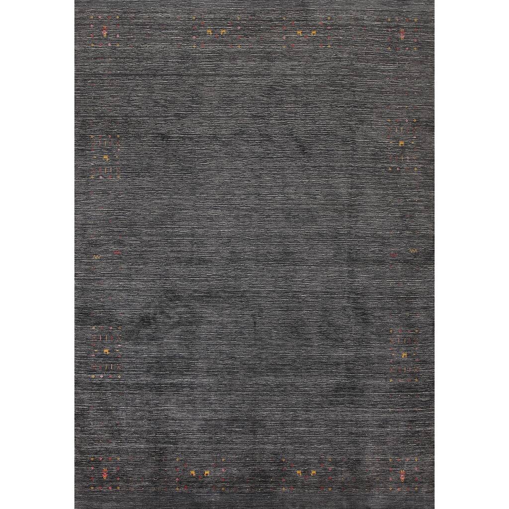 Striped Gabbeh Oriental Area Rug Wool Carpet - 8'9" x 11'6"