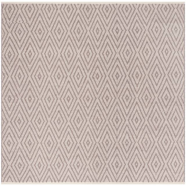 SAFAVIEH Handmade Flatweave Montauk Shkurte Cotton Rug - 6' x 6' Square - Grey/Ivory