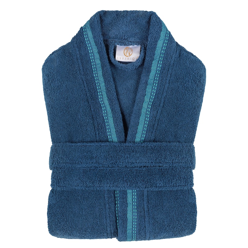 Superior Unisex Turkish Cotton Terry Kimono Bathrobe with Embroidery Robe