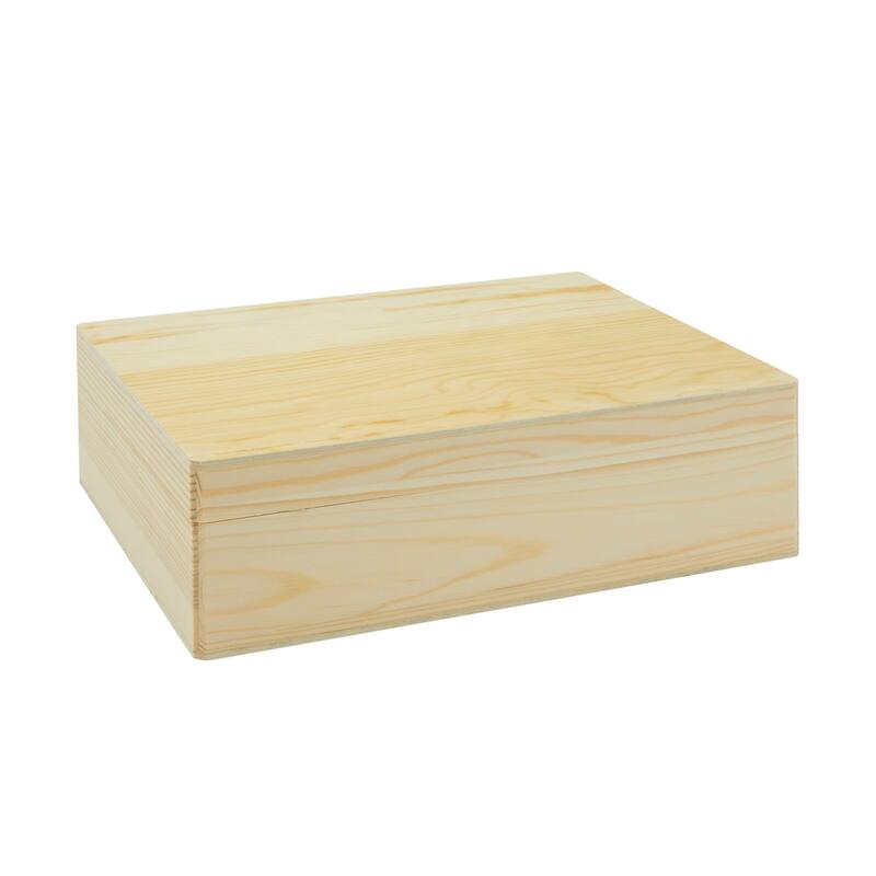 Bright Creations Unfinished Wooden Box with Hinged Lid for Jewelry & Crafts Storage, 9x12x3.3 In