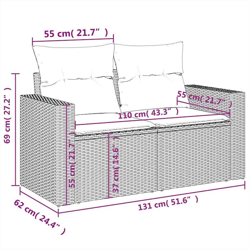 vidaXL 11 Piece Patio Sofa Set with Cushions Poly Rattan (US only)