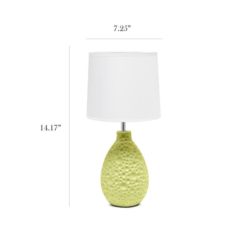 14.17 in. Green Finish Table Lamp with White Shade, Sturdy Table Lamp for Living Rooms and Bedrooms