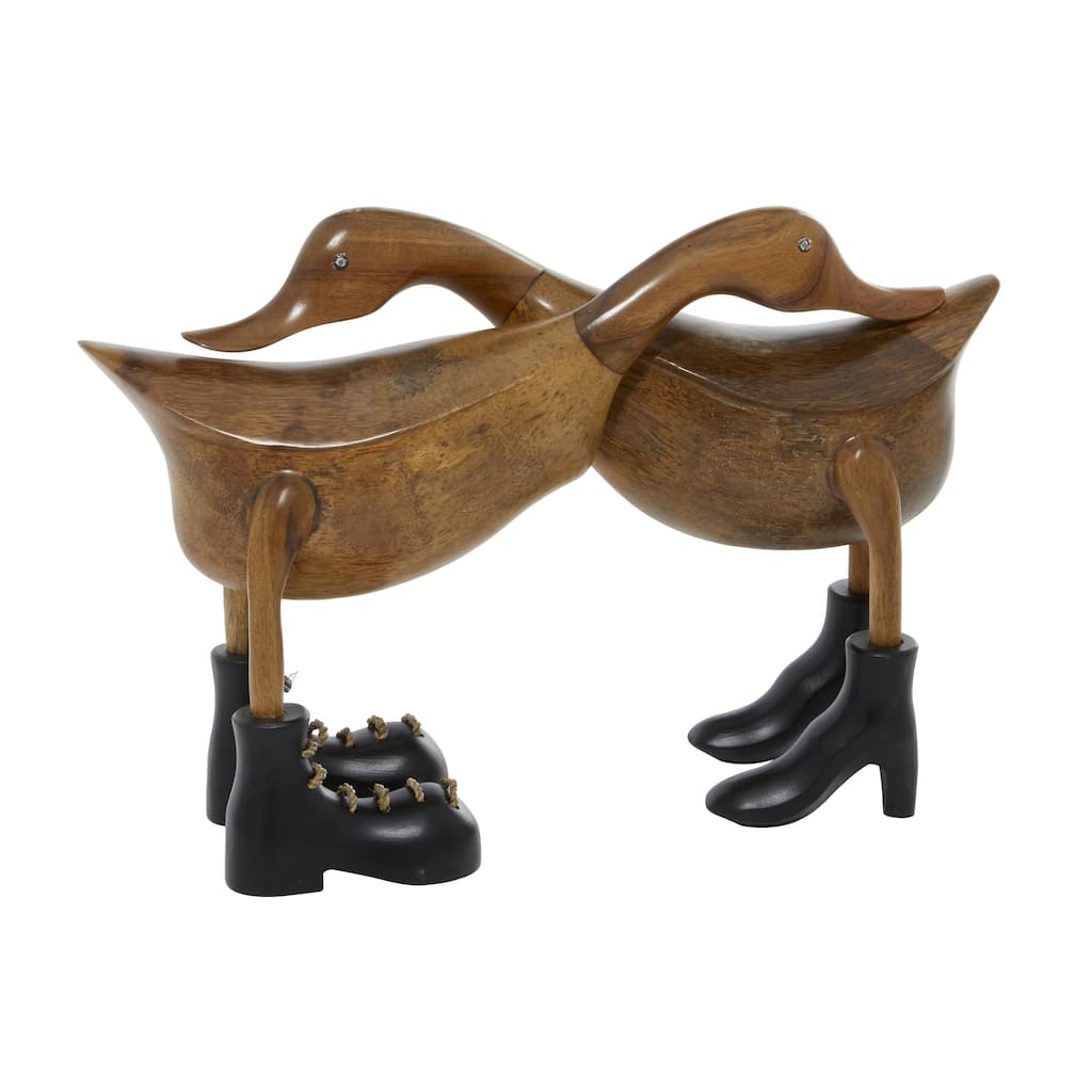 Bamboo Wood Duck Handmade Decorative Sculpture - Brown - Roche River Decor