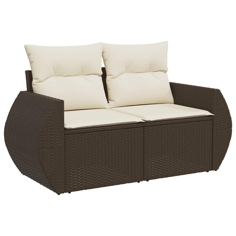 vidaXL Patio Sofa Set with Cushions Outdoor Conversation Furniture Poly Rattan