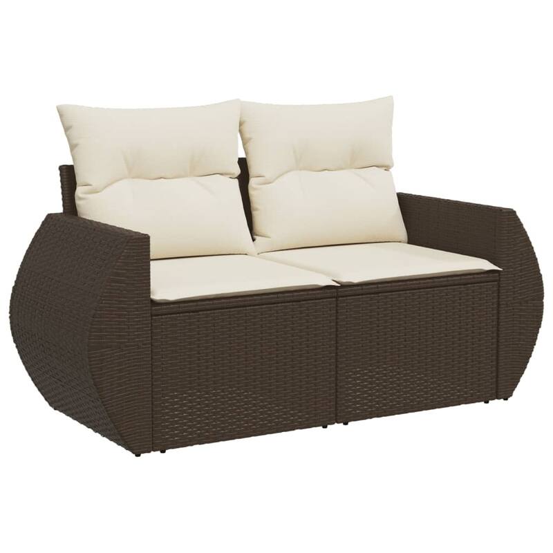 vidaXL Patio Sofa Set with Cushions Outdoor Furniture 7 Piece Poly Rattan