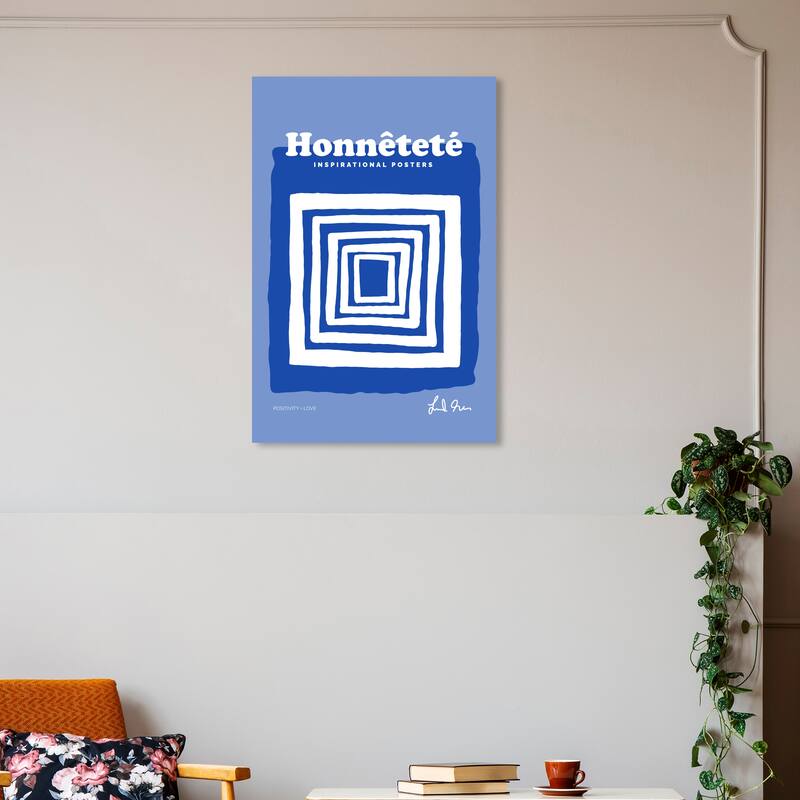 Wynwood Studio Canvas Advertising Honnetete Blue and Modern & Contemporary Wall Art Canvas Print - 20 x 30