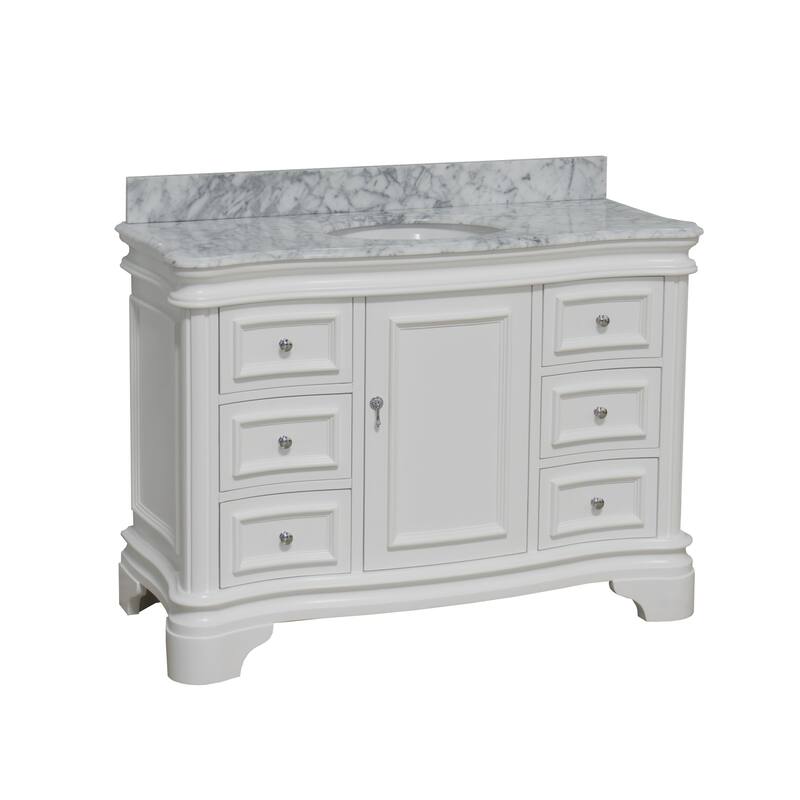 KitchenBathCollection Katherine 48" Bathroom Vanity with Carrara Marble Top