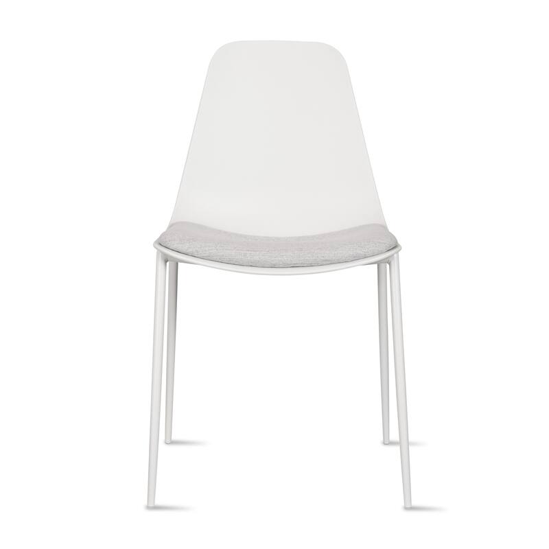 Set of 2 Plastic Dining Side Chairs Padded Cushion For Party Office Kitchen Rental Restaurant Metal Legs Indoor Outdoor Patio