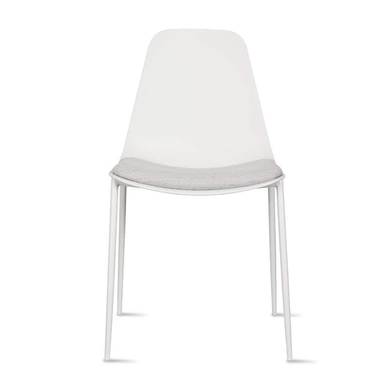 Set of 4 Plastic Dining Chairs Cushion Padded For Kitchen Metal Legs Guest Meeting Waiting Room Business Indoor Outdoor Patio