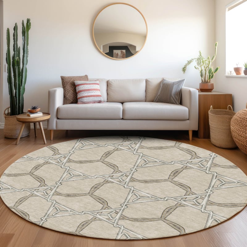 Premium Washable Super Soft Modern Tangle Mayfield Rug - Beige - 8' x 8'