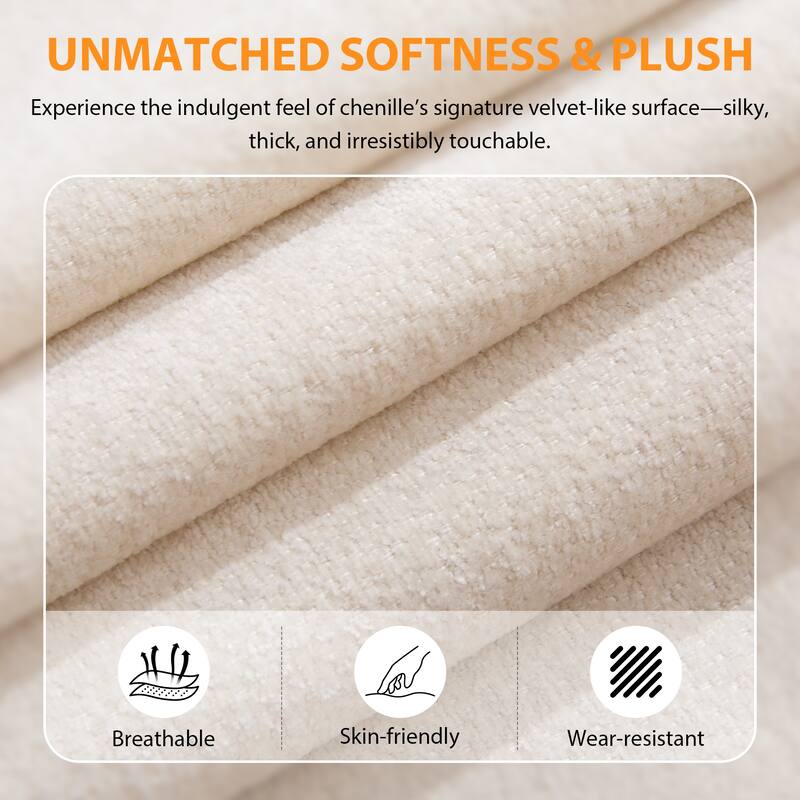 42''W Modern Chenille Upholstered Accent Chair with Deep Seats-No Assembly