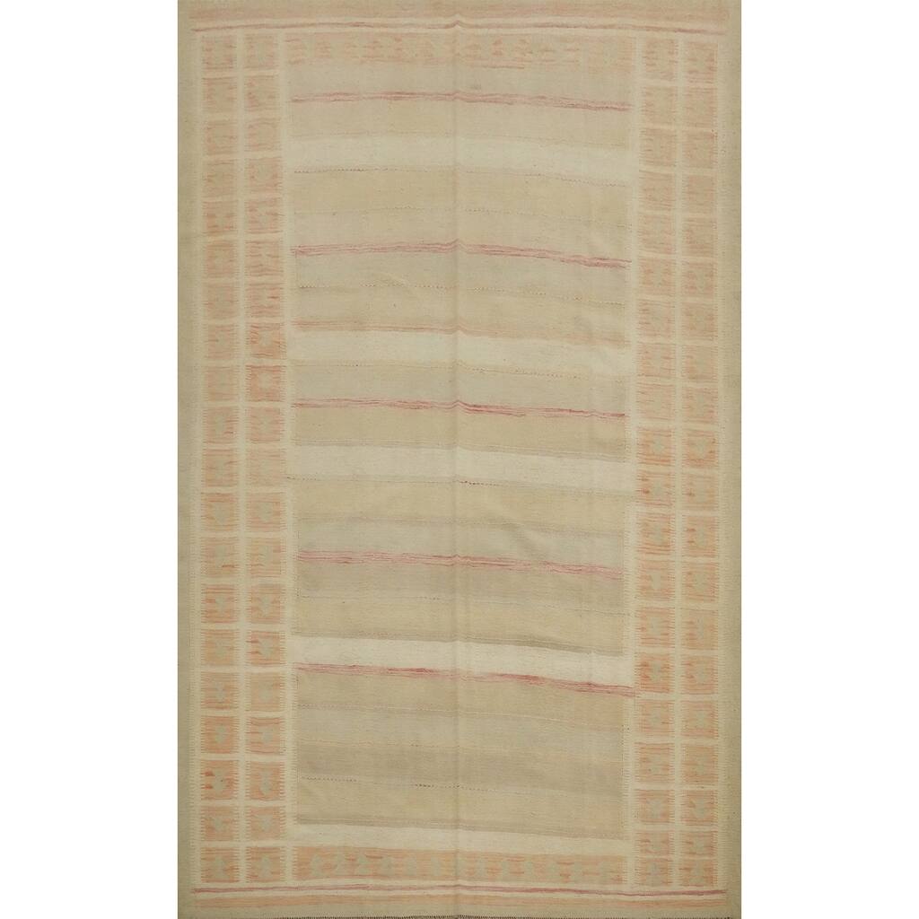 Hand Woven Oriental 100% Wool Carpet Southwestern Tribal Multi-Colored Kilim Area Rug - 9' 10'' X 6' 9''