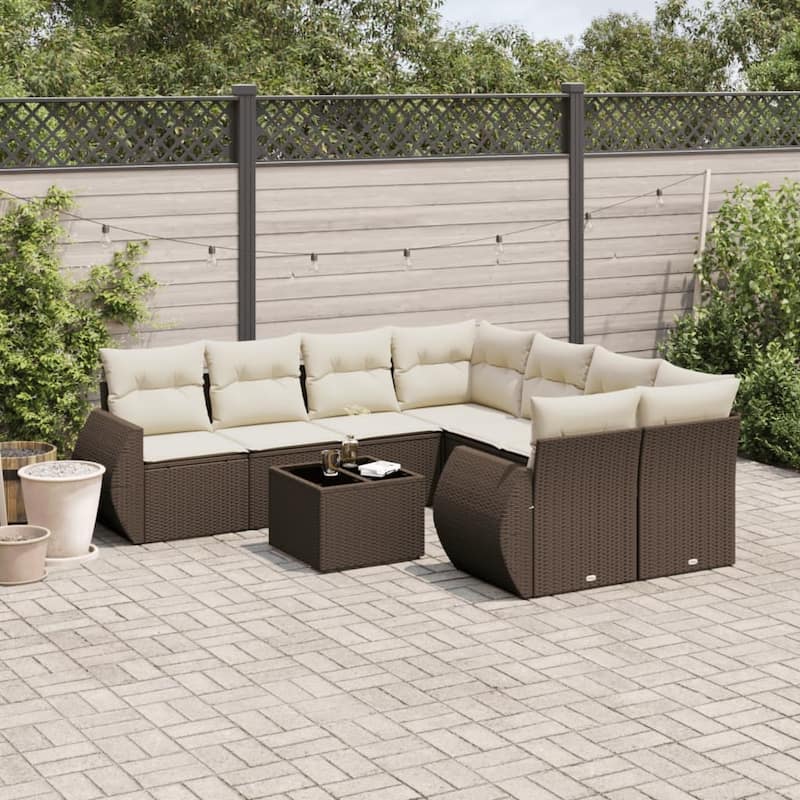 vidaXL Garden Sofa Set - 21.7 x 21.7 x 14.6 - Brown and cream